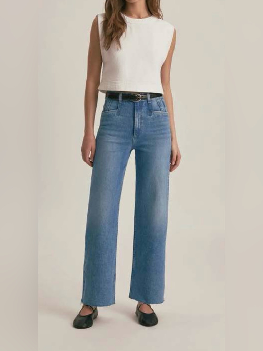 Favorite Daughter Medium Wash The Jordie High-Rise Wide Leg Jeans - Size 27